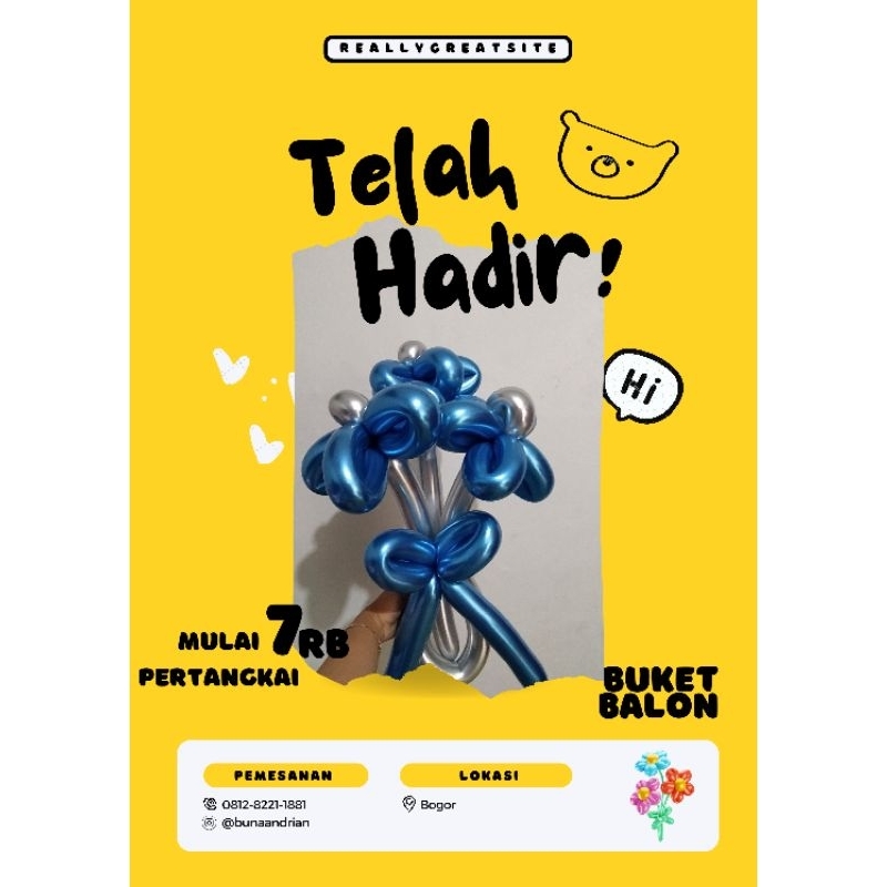 Buket Bunga Balon Pendek, 7 Tangkai