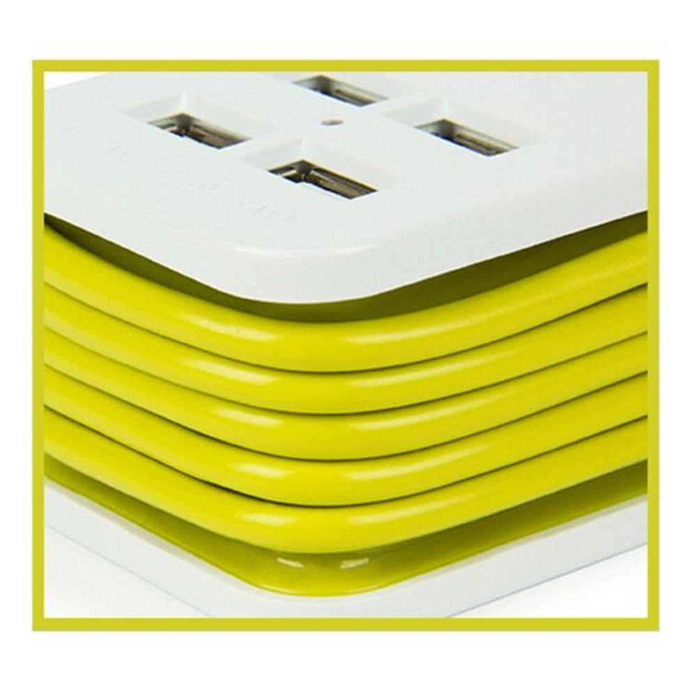 Stop Kontak Colokan Listrik Universal 4 USB Port EU Plug - SFCOB-1 - White/Green