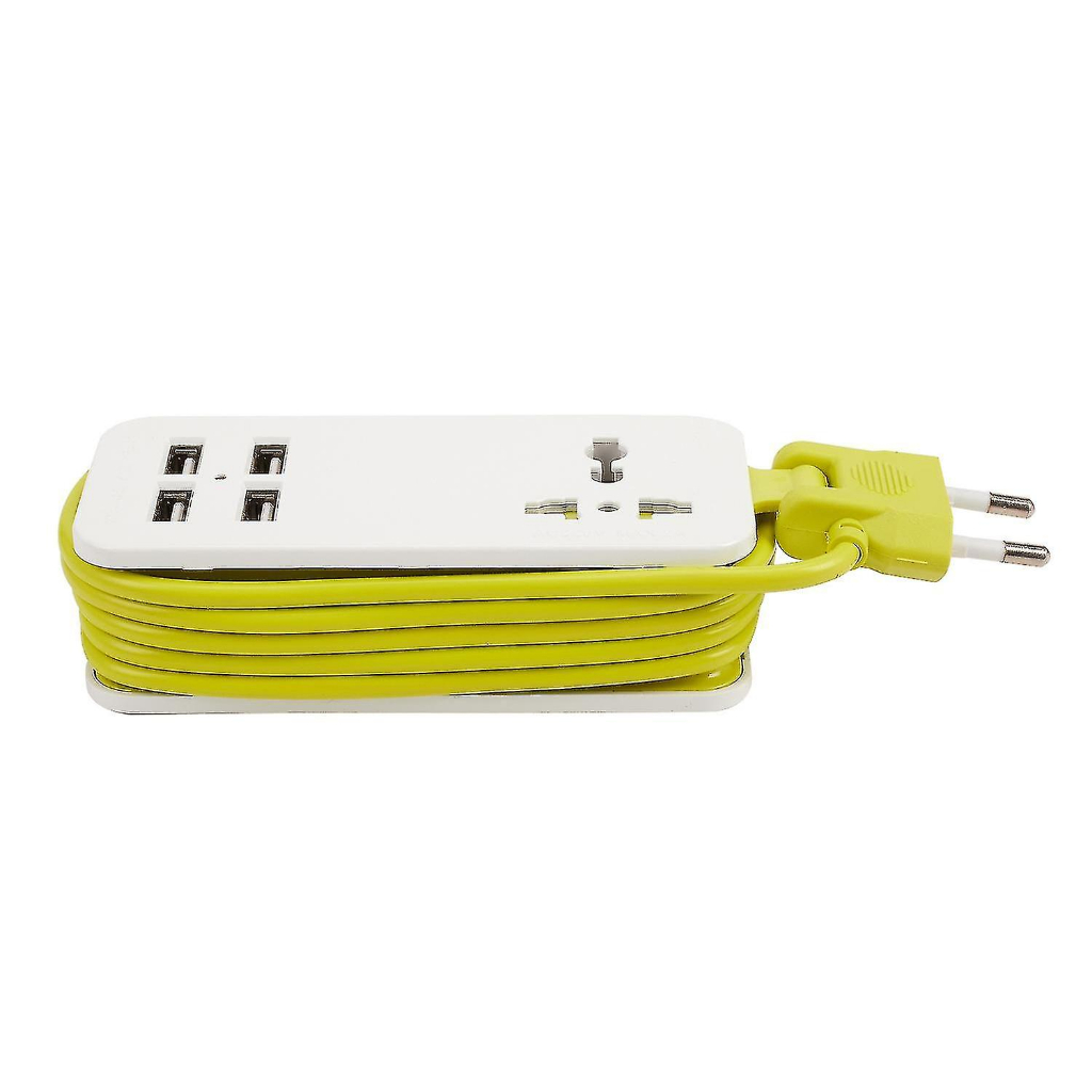 Stop Kontak Colokan Listrik Universal 4 USB Port EU Plug - S40N - White/Green