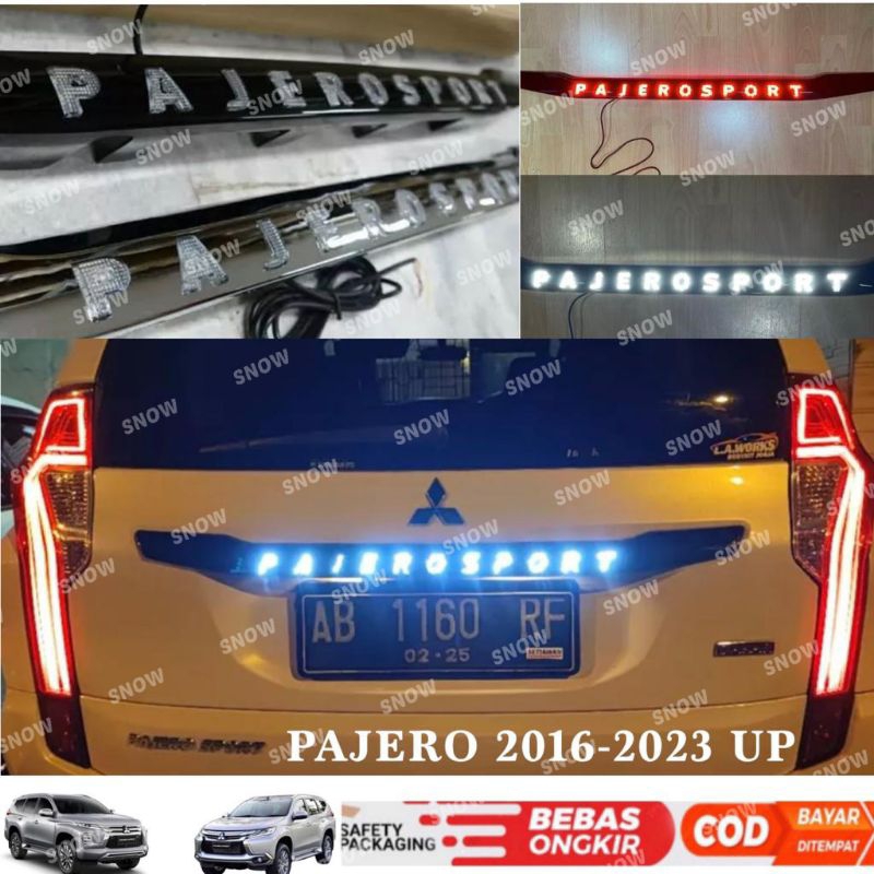 Trunk Lid All New Pajero 2016 2022 2023 List Bagasi Belakang Trunklid Lampu LED Hitam Chrome