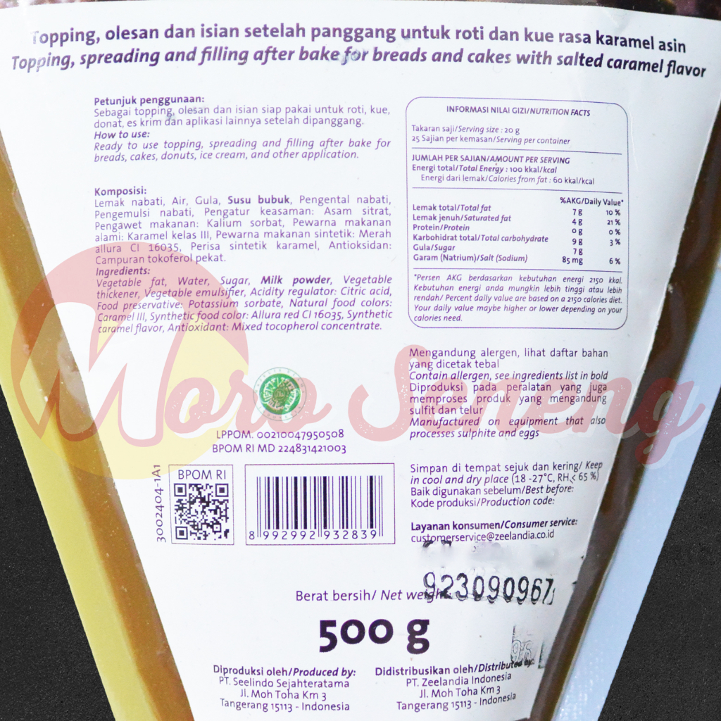 Salted Caramel 500 gr Zeelandia Ze Sauce Saus Karamel Topping Sirup