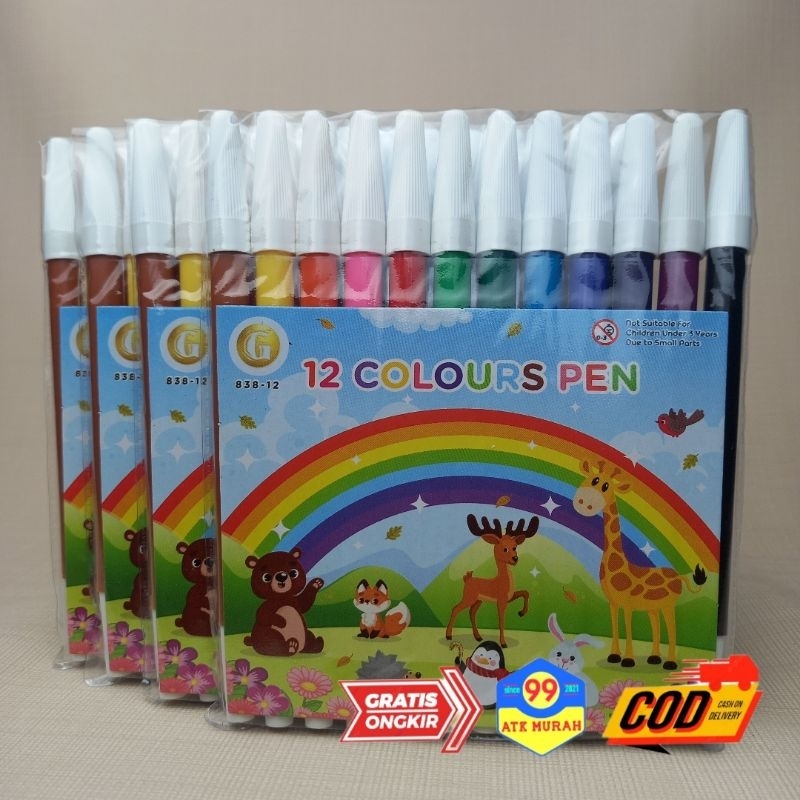 Colours 12Pen/Spidol 12 Warna Murah/Sepidol/Alat Melukis