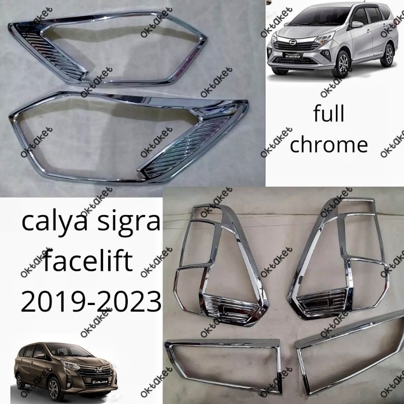 paket garnish depan belakang Calya Sigra Facelift 2019 2020 2021 2023  Hitam  Chrome jsl