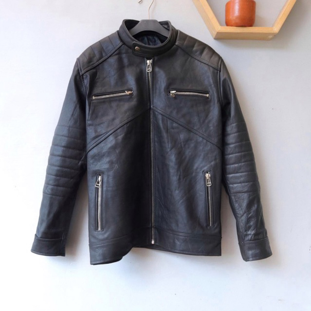 Jaket kulit tebal motor rider biker racing pl bekas preloved second