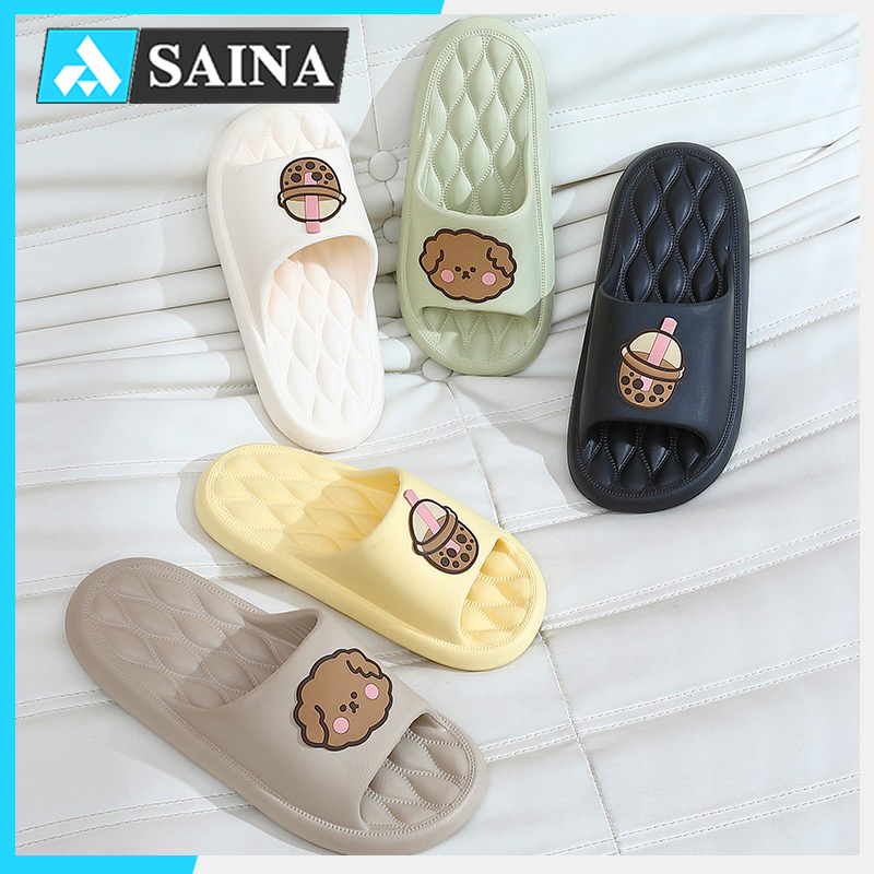 Saina Sandal Wanita Terbaru Korean Style 2023 Bear Sandal Slop Karet Cewek Anti Slip Sendal Wanita Kekinian Jelly Rumah Murah Bahan EVA Solnya Empuk