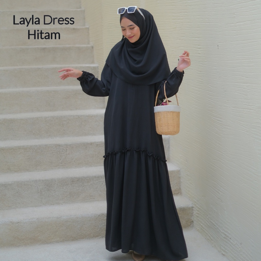 Layla Dress Gamis Terbaru Casual Daily Baju Muslim Wanita Bahan Rayon Tebal