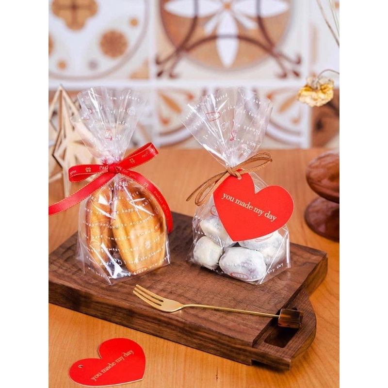 PLASTIK COOKIES PUTIH POLKADOT LOVE 10*15.5CM HARGA 10 PCS