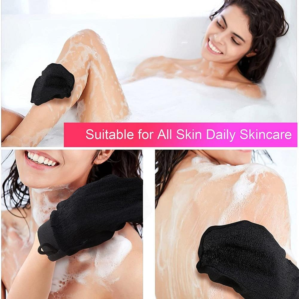 Sarung Tangan Handuk Gosok Exfoliating Tan Removal Scrub - AGD15 - Black