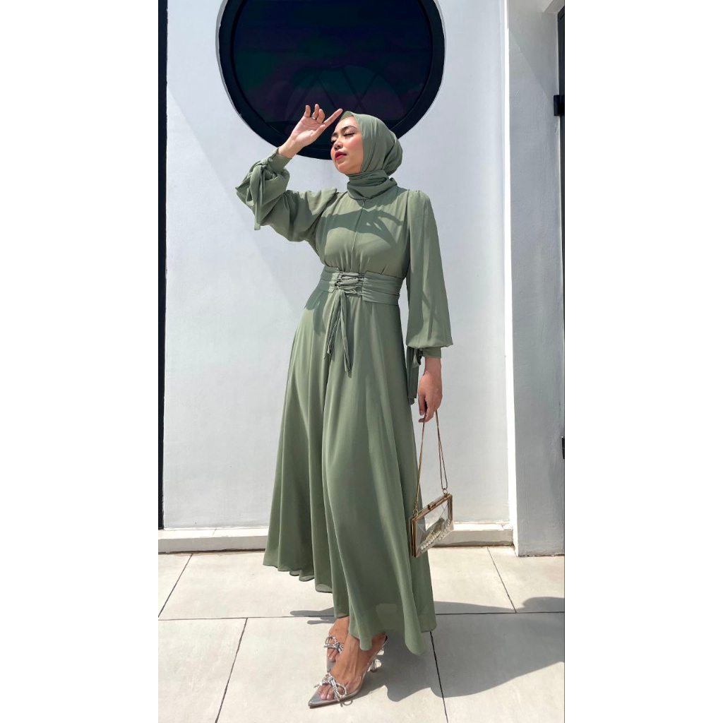 Lively Long Dress Kondangan Gamis Pesta Seragam Bridesmaid Gaun Prewedding Baju Muslim Polos Busui Friendly