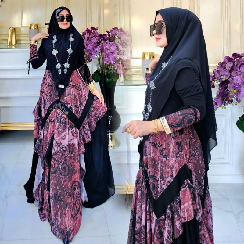 labinka Syari rashidah edisi lebaran ORI soekha/Mecca set dress mawar syari by hk dermawan