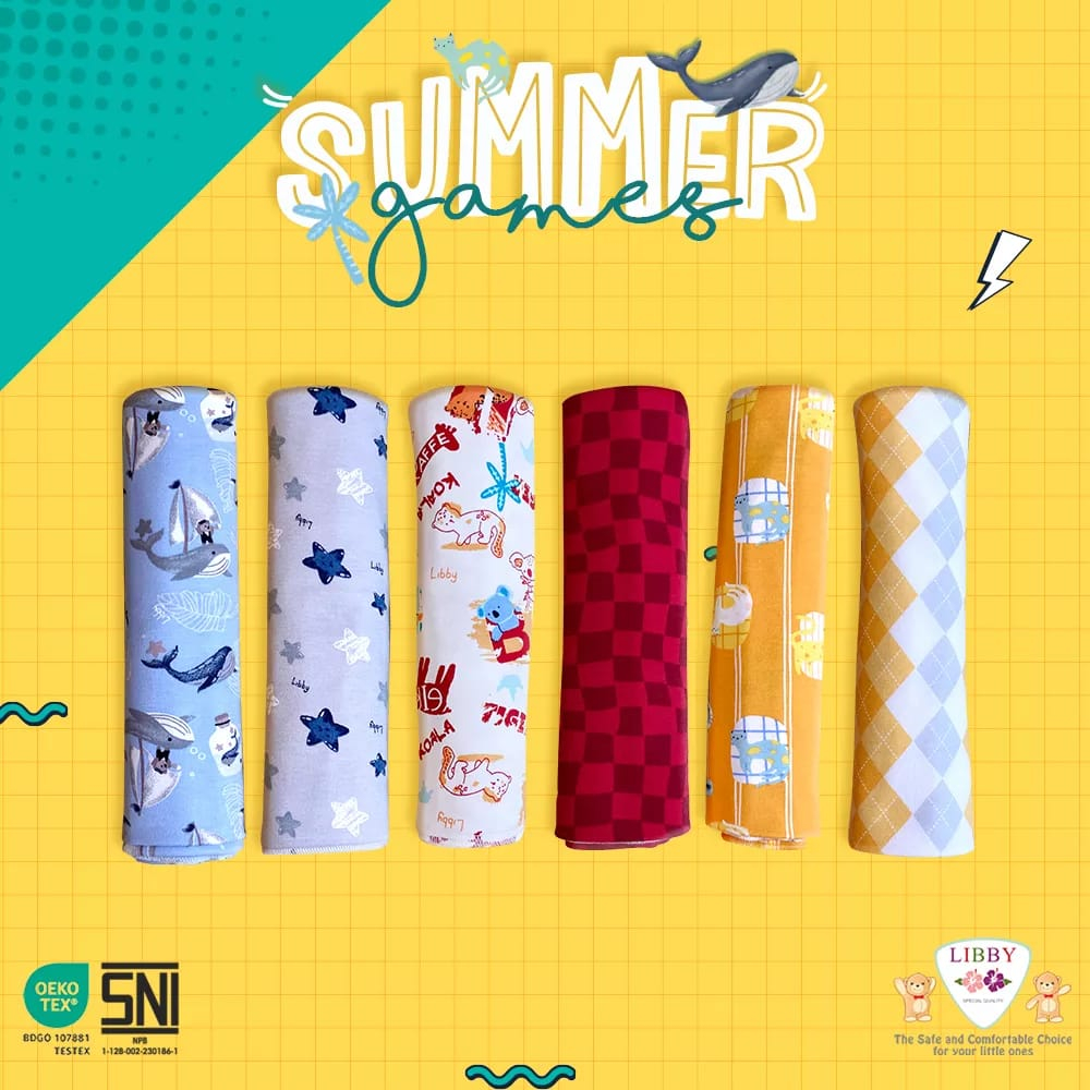 LIBBY Bedong Bayi/Baby (90 X 110Cm) Perlengkapan Bayi Newborn Libby Bedongan Bayi Kain Bedong / Kain