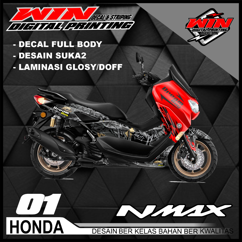 Decal sticker motor / decal nmax tengkorak skull / sticker nmax 2019 full body
