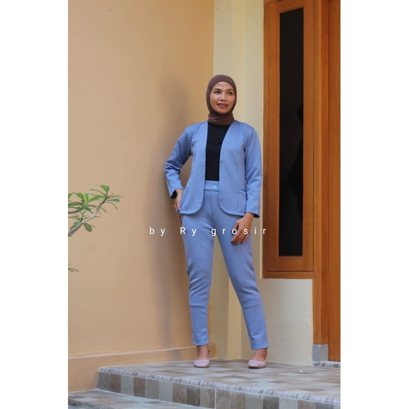 One Set Blazer + Celana pencil Scuba