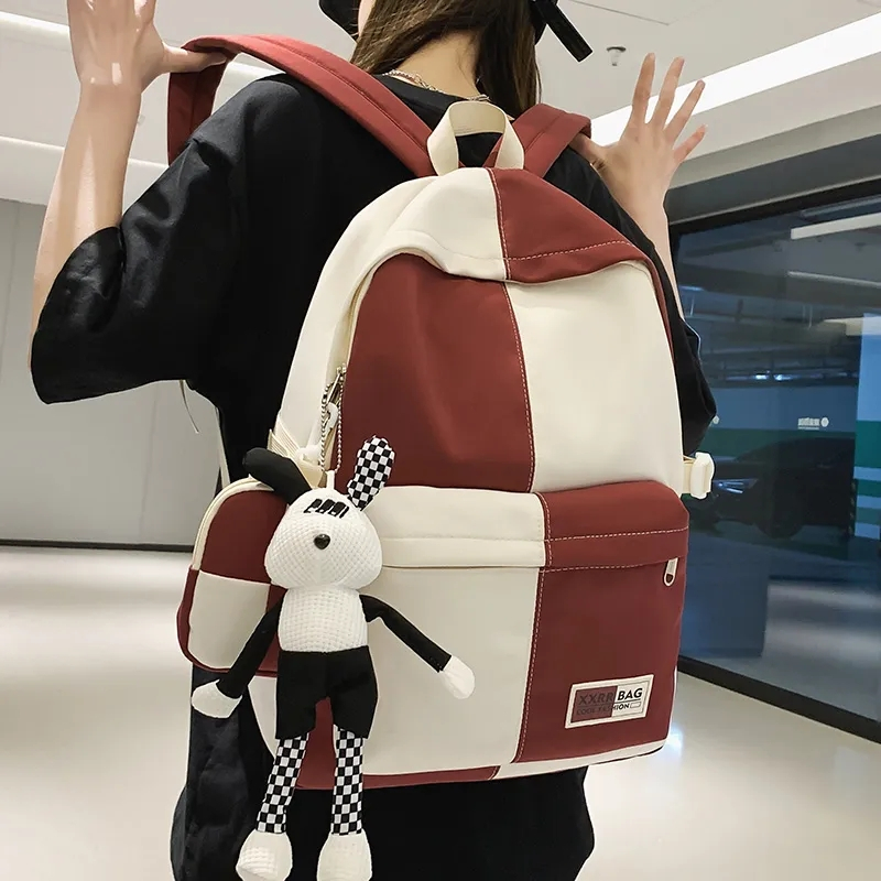 Tas Ransel  Uniseks Pria Wanita Kapasitas Besar Ada Tempat Laptop Tas Sekolah Kanvas Keren Wanita Ransel Siswa Kualitas Tinggi Tas Sekolah Anak Laki-laki Perempuan Model Style Korean  Motif Aesthetic Bonus Dompet Koin