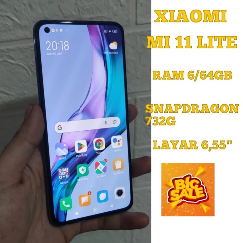 FLASH SALE XIAOMI MI 11 LITE [RAM 6+64GB ]  SECOND ORI MULUS NO MINUS LIKE NEW