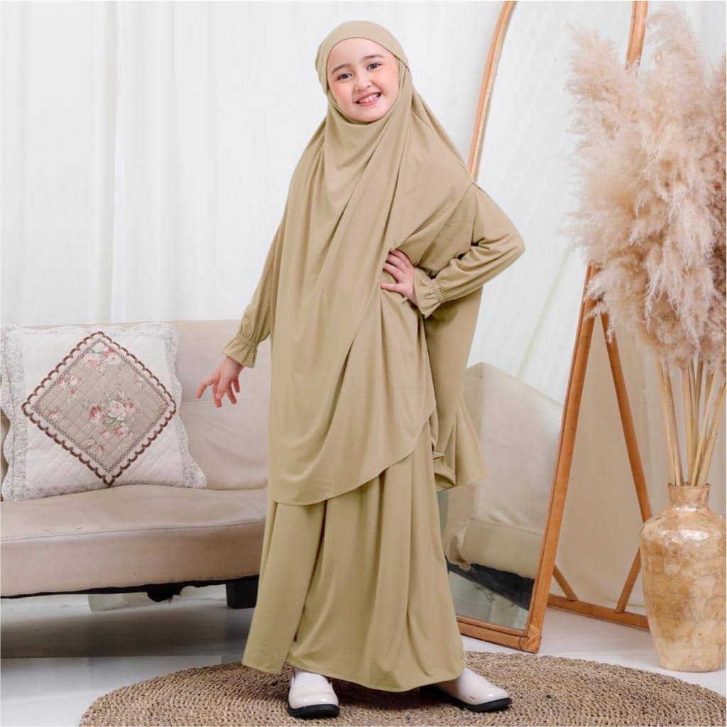 FenishaStore Gamis Anak Perempuan full set french khimar New Fatimah Set Usia 7-12 Tahun Bisa Bayar Ditempat COD