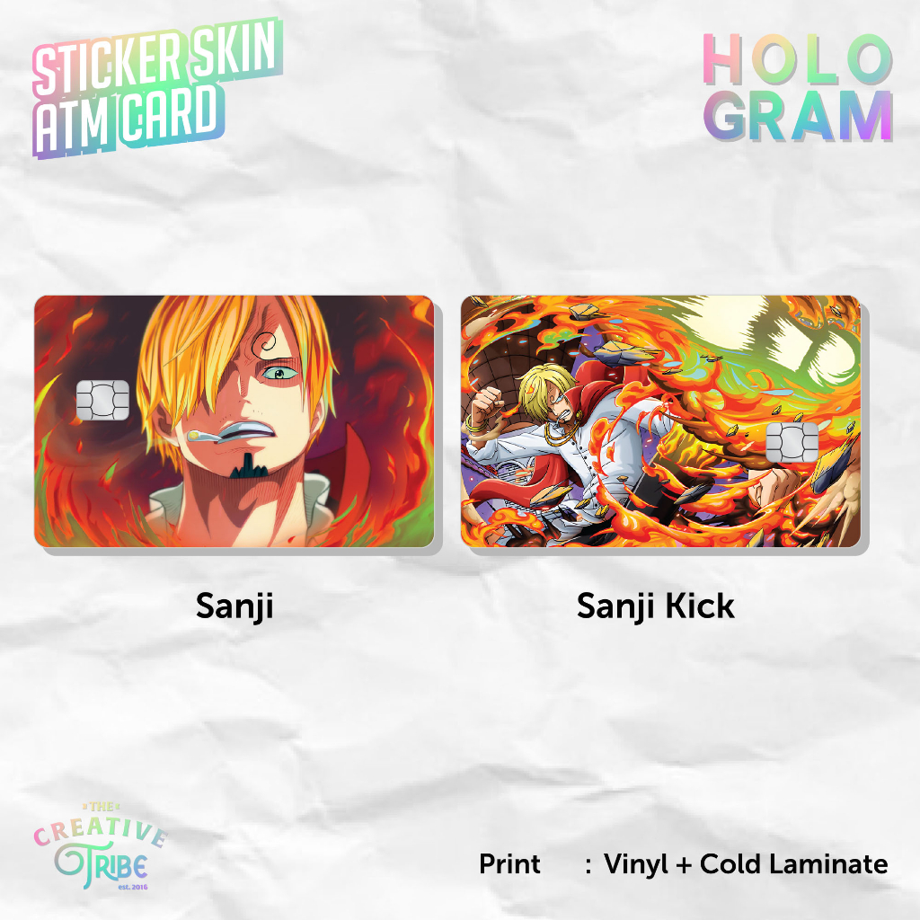 

Sticker Skin Card HOLOGRAM Sanji - Vinyl ATM Debit Credit Emoney Flazz Stiker One Piece