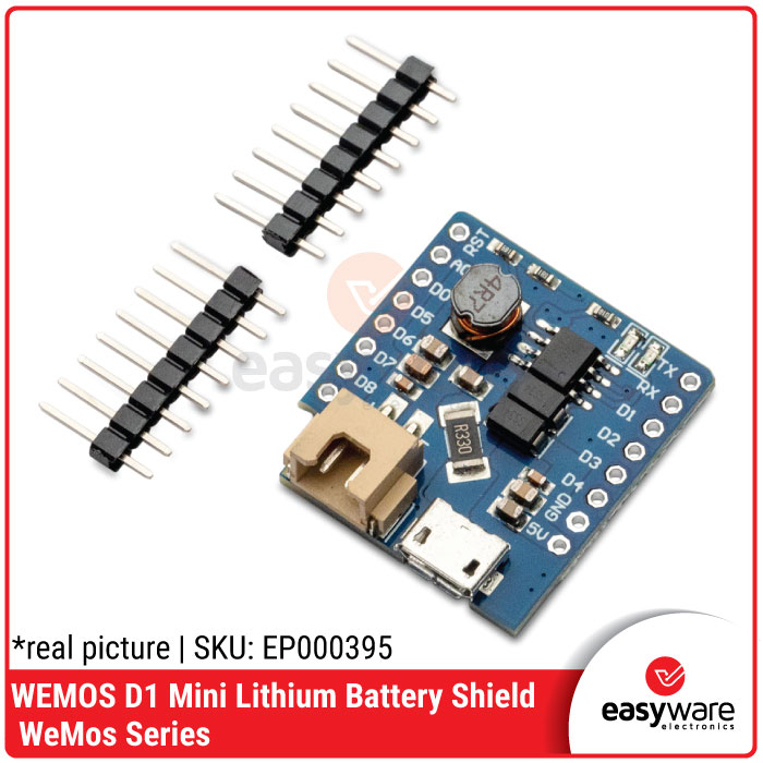 SINGLE LITHIUM BATTERY SHIELD FOR WEMOS D1 MINI