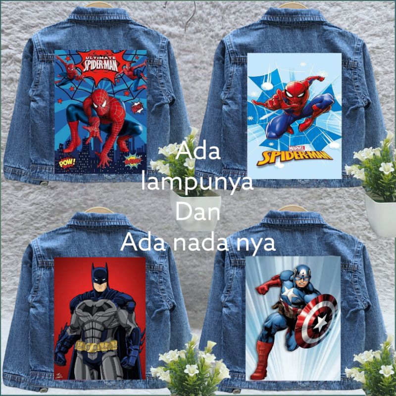 JAKET JEANS ANAK LAKI-LAKI KARAKTER LED  BISA NYALA 1-12tahun