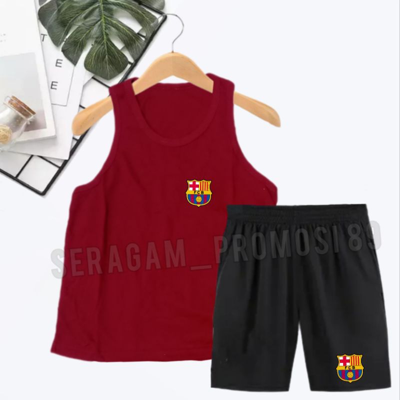 Baju Stelan Singlet Anak Laki-Laki / Setelan Santai Anak-Anak / Stelan Katun Anak Laki / Stelan Barca Anak-Anak