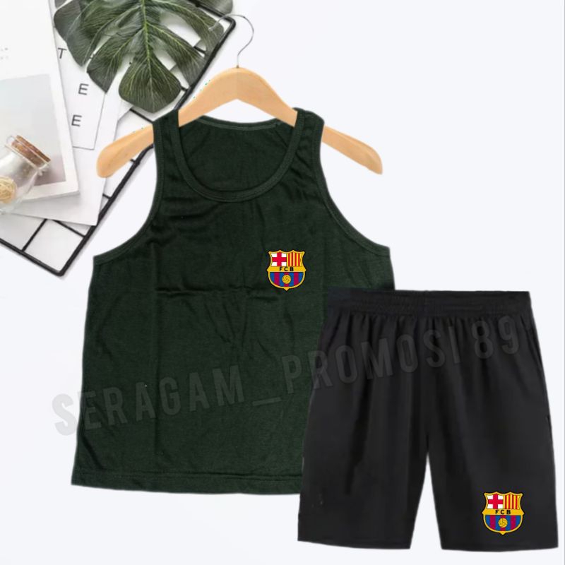 Baju Stelan Singlet Anak Laki-Laki / Setelan Santai Anak-Anak / Stelan Katun Anak Laki / Stelan Barca Anak-Anak