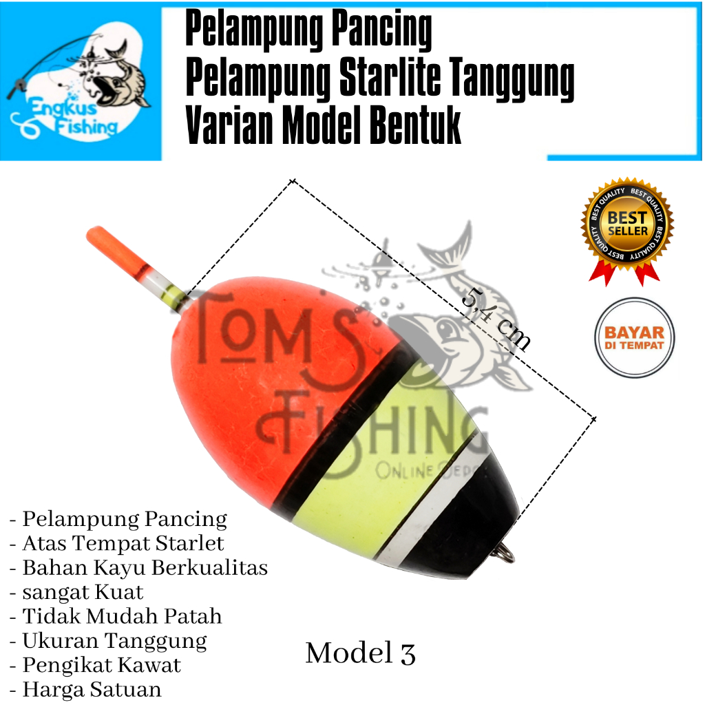 Pelampung Pumbul Pancing Starlite Kayu Tanggung Besar 4.5cm Varian model Murah - Engkus Fishing