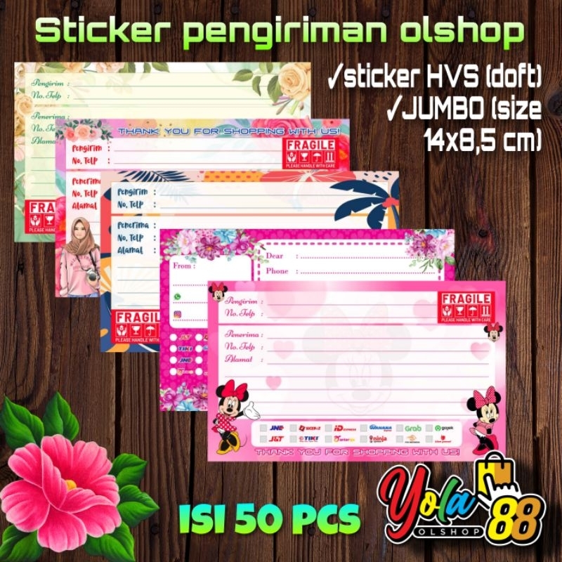 

(50 PCS) STIKER PENGIRIMAN OLSHOP/STIKER LABEL PENGIRIMAN OLSHOP-JUMBO