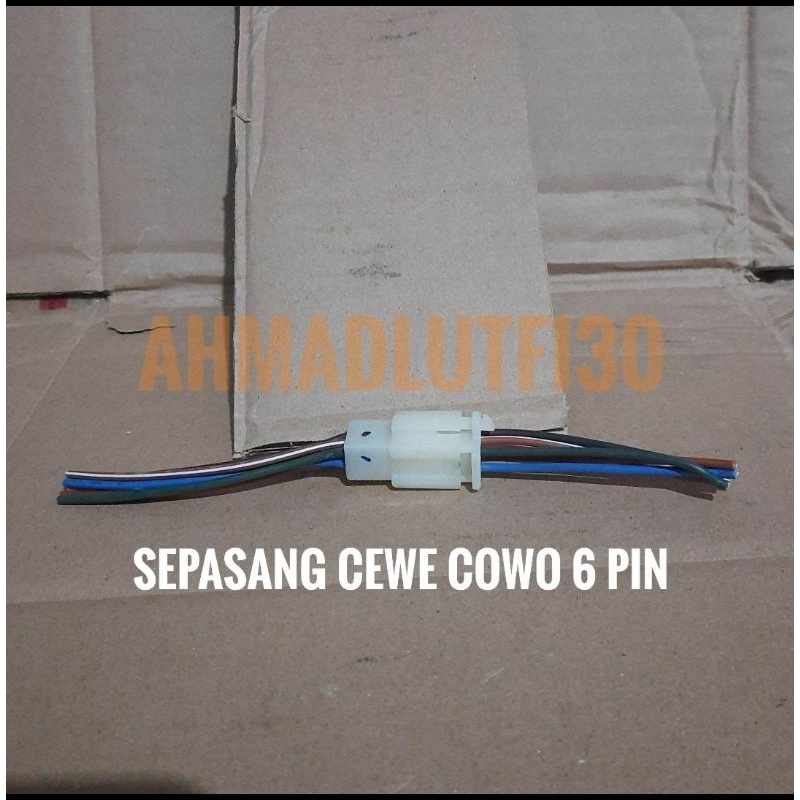 Soket 6 Pin 6 kaki sepasang male female motor mobil