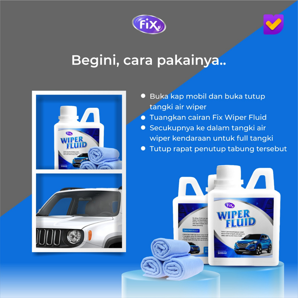 FIX - Wiper Fluid Ampuh Mengatasi Noda Kaca Mobil / Pembersih Kaca Mobil Menjadi Bening dan Kinclong