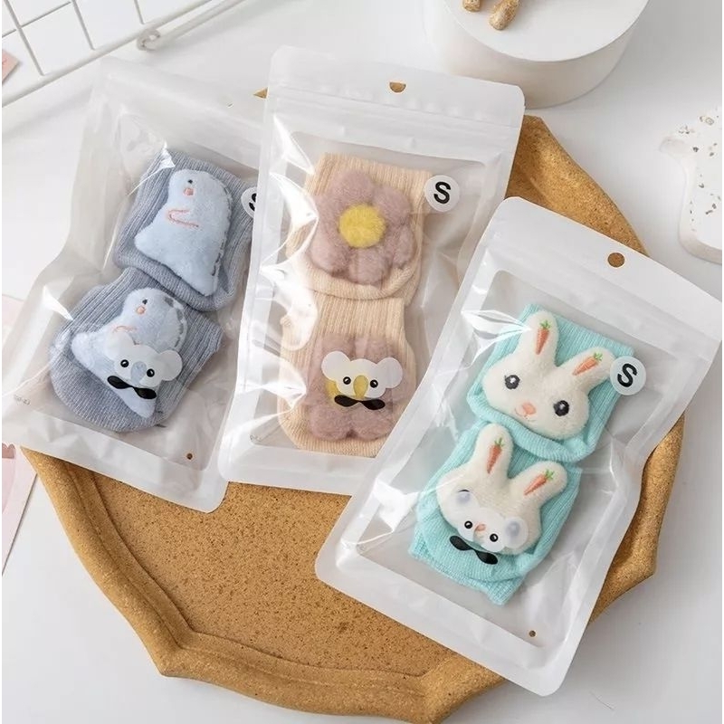 K002 Kaos kaki bayi newborn boneka timbul 3D lucu premium