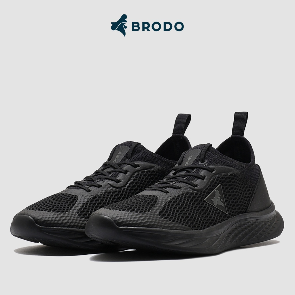 BRODO Active Pacer Full Black Original Sepatu Sneakers Sport Running Hitam Polos