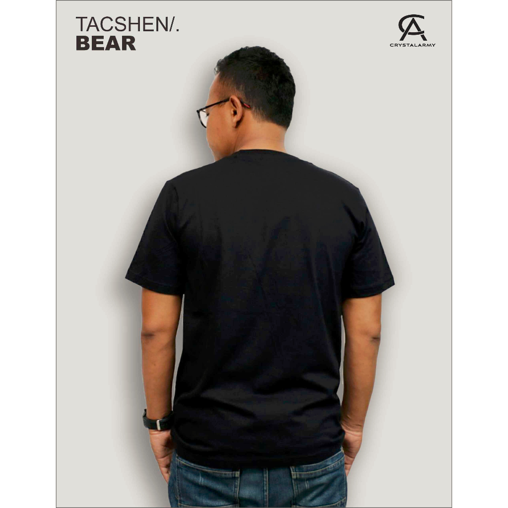 Kaos Pria Distro Lengan Pendek Tacshen Motif Bear Bahan Catton Combad 30s Sablon Plastisol