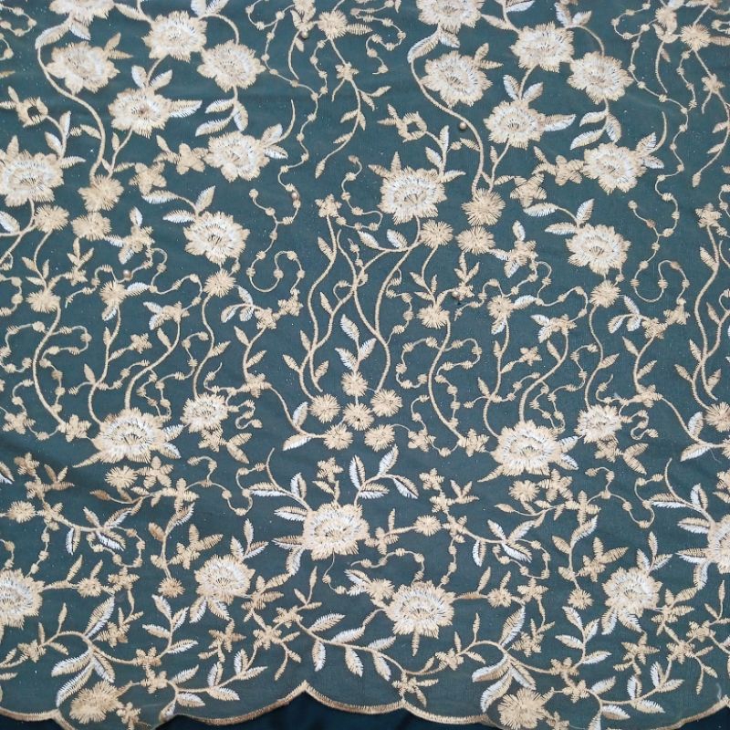 kain tile motif bunga dua warna