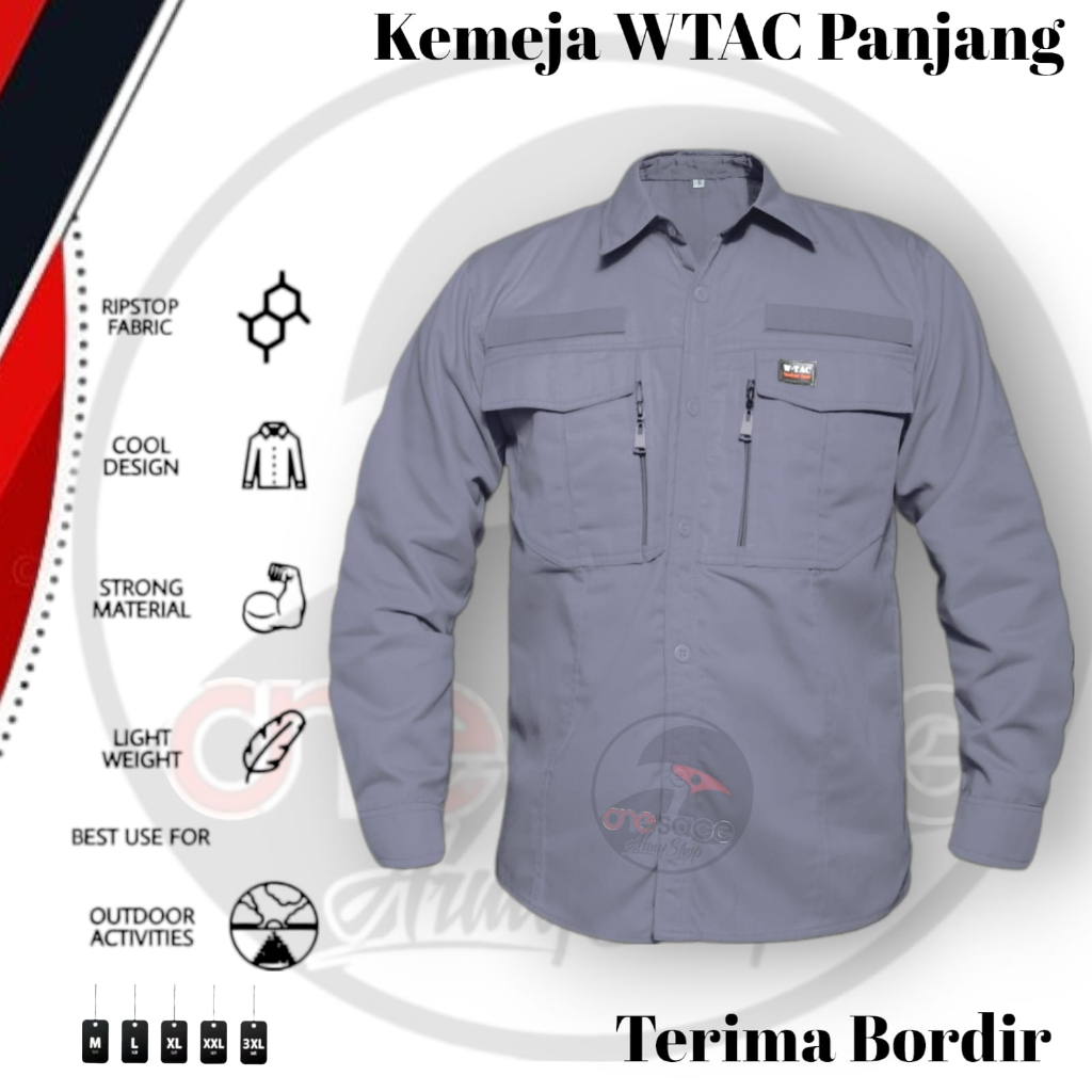 &quot;BIG SIZE&quot;Kemeja Tactical W-TAC Tangan Panjang/Kemeja Tactical/Kemeja Lapangan | Polisi | Army | Ripstop Tornado | PDL