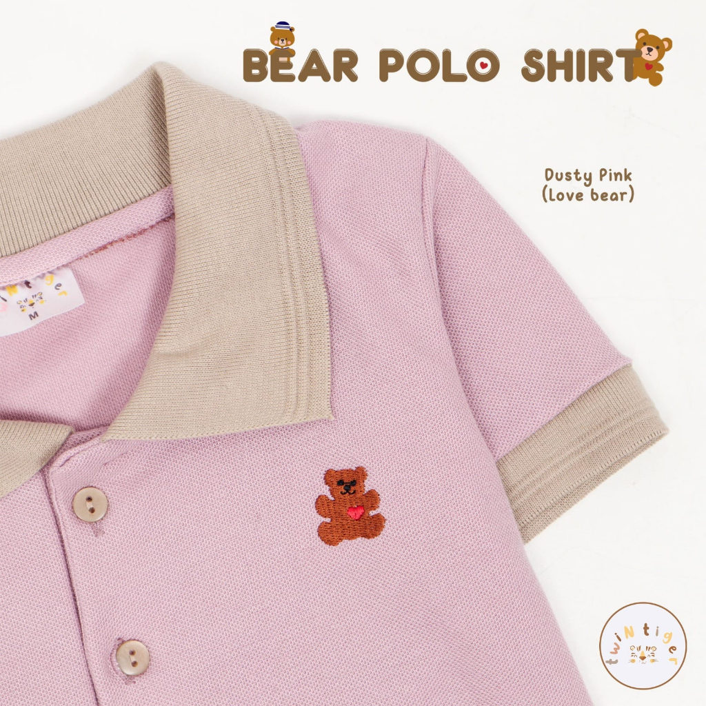 Twin Tiger Polo Bear Shirt 1-5 Tahun Atasan Kaos Polo Anak Unisex