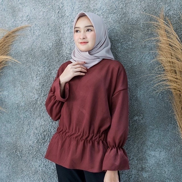 Blouse Wanita Kekinian Murah Lengan Panjang Polos