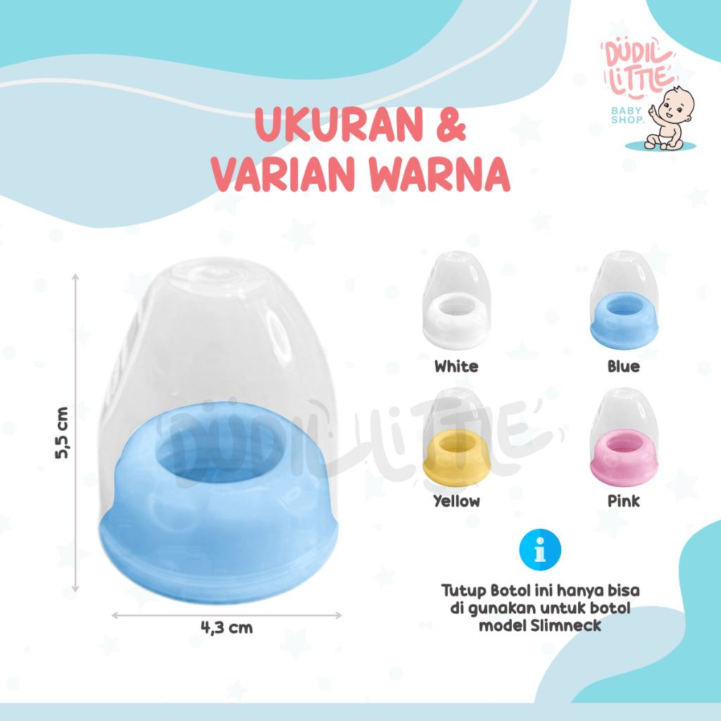 Tutup botol susu model slimneck cover dan ring botol standard slim RP BPA Free