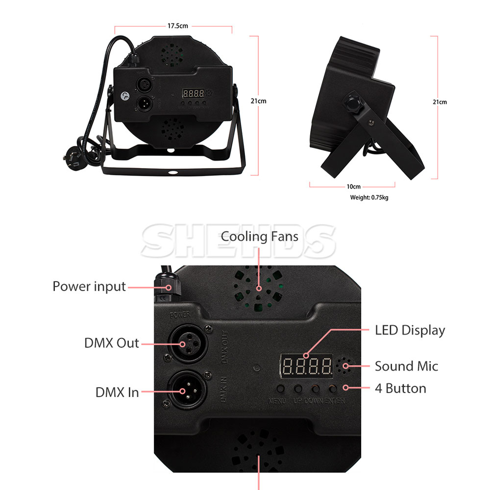 Lampu Sorot LED Spotlight Sensor Suara RGB DMX 10W 240V - SHE0718F - Black