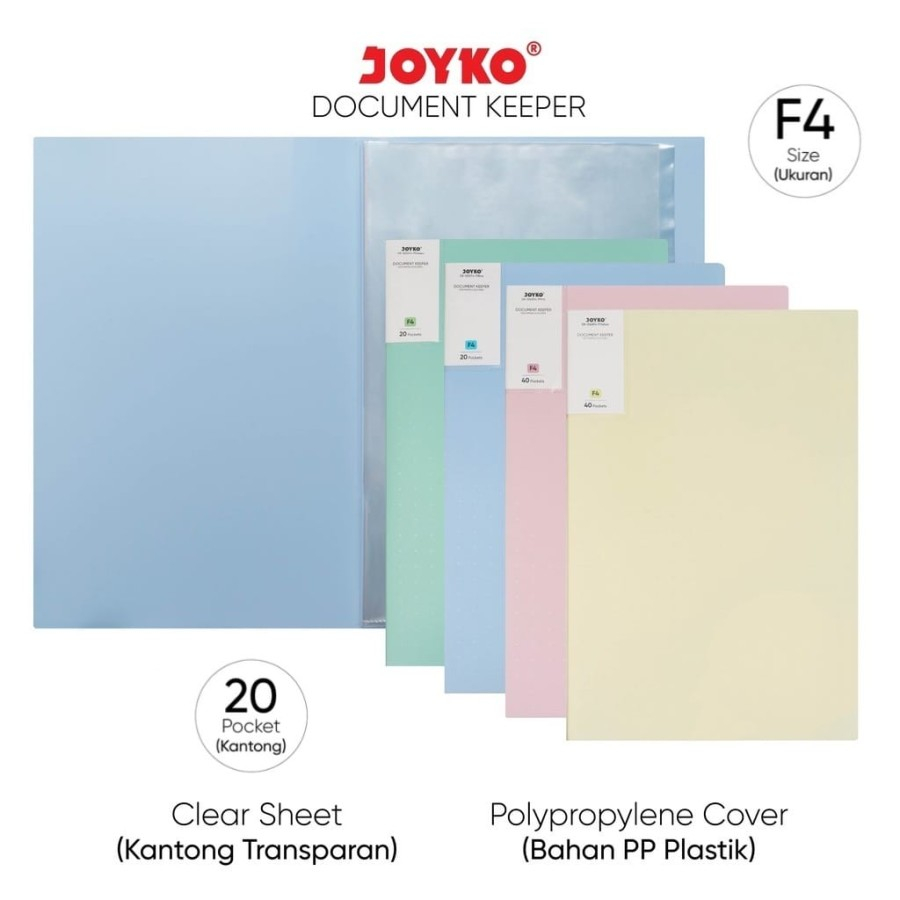 

Clear Holder Joyko DK-B20F4 Folio 20 Lbr Document Keeper Folder Pastel