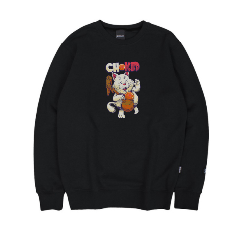 SWEATER CREWNECK RICH BEAR PRIA WANITA CREWNECK FLEECE TEBAL HITAM PREMIUM