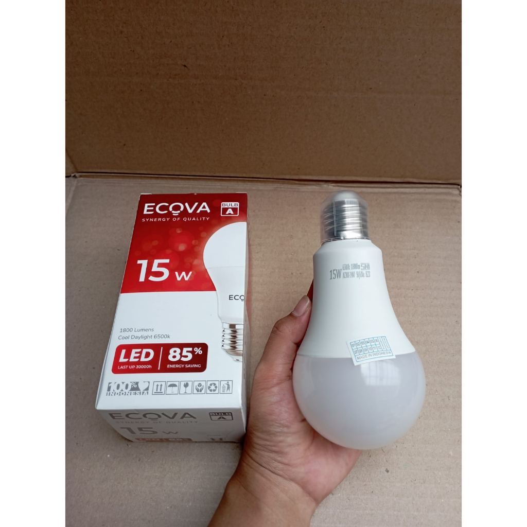 LAMPU BOHLAM ECOVA BULB A 21 WATT LED HEMAT ENERGI 21W 18W 15W 9W 3W WATT LAMPU RUMAH MURAH