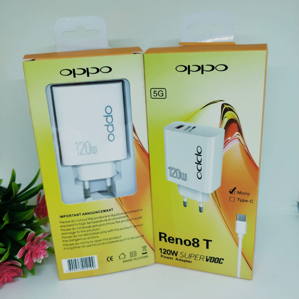 CHARGER OPPO RENO 8T 5G 120W SUPPORT FAST CHARGING &amp; VOOC ADAPTER + KABEL MICRO DAN TYPE-C