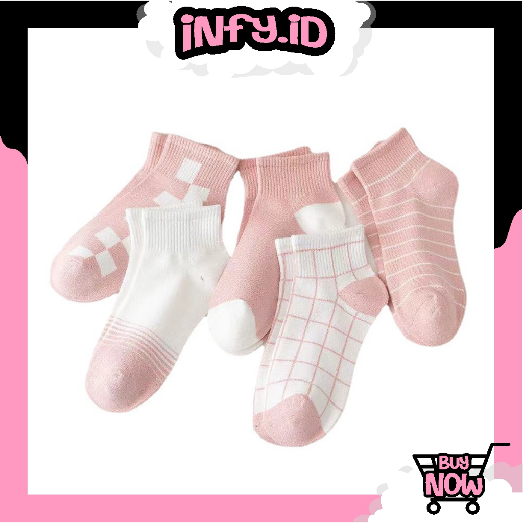 INFY - Kaos Kaki Pria Wanita Motif Pink Catur Kaos Kaki Pendek Korean Style Ankle Socks KK139