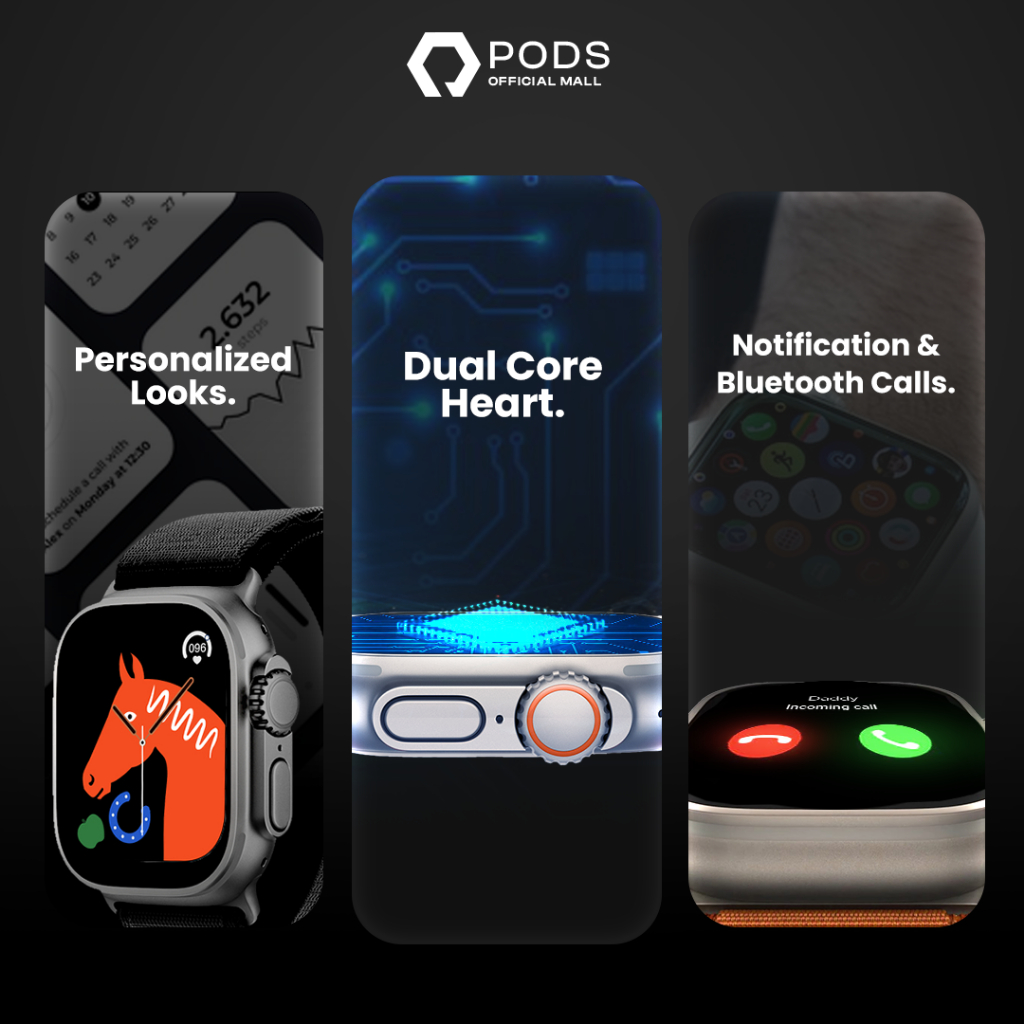 [TWIN SERIES] The Watch Series 8 ULTRA PRO 2023 Bluetooth Smartwatch (Garansi Resmi 3 Tahun) Titanium IP67 Water Dust Resistant Waterproof NFC-Full Touch Screen Phone Call Wireless Charge-iWatch Series 8 Pro Max for IOS Android by Pods Indonesiaa