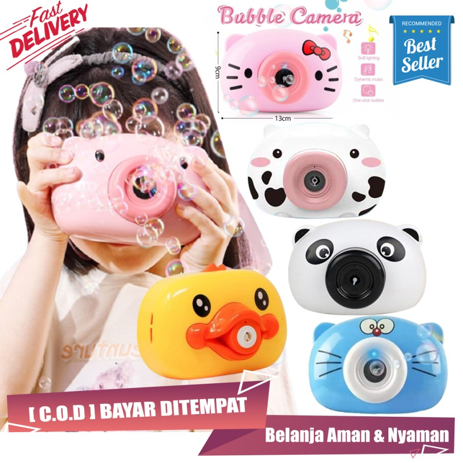 Mainan Bubble Anak Kamera Gelembung Busa Sabun Bubble Camera Lampu Dan Musik