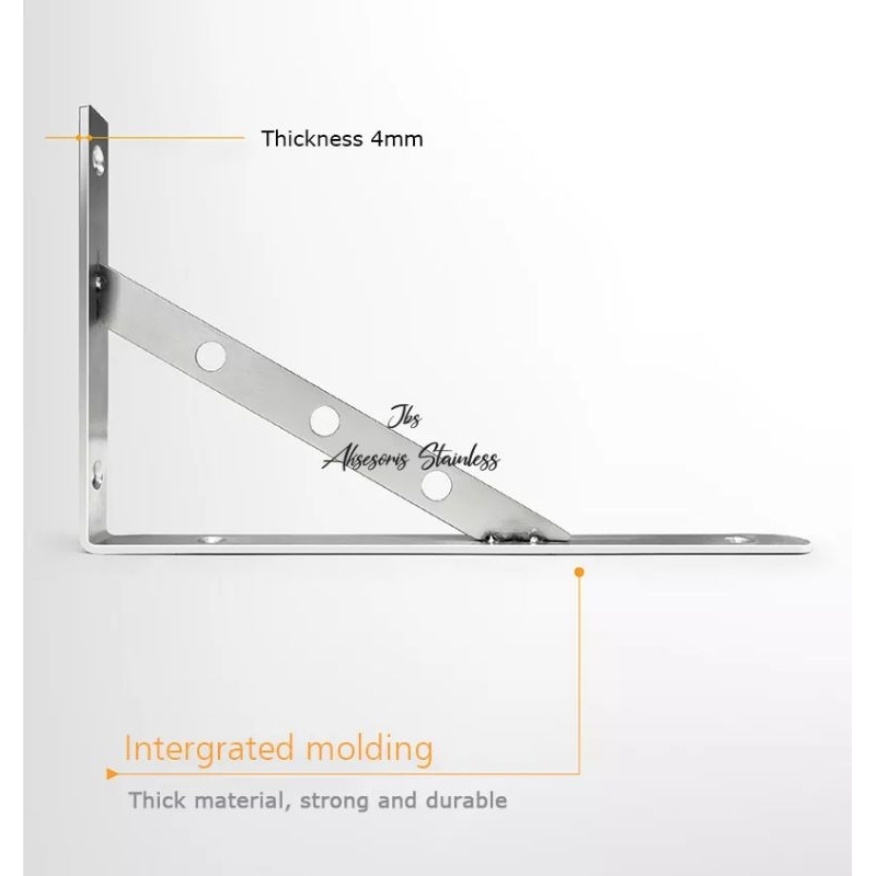 BRACKET SIKU DINDING 20CM×35CM× T:4MM STAINLESS SS 201-SIKU RAK(1 PCS)