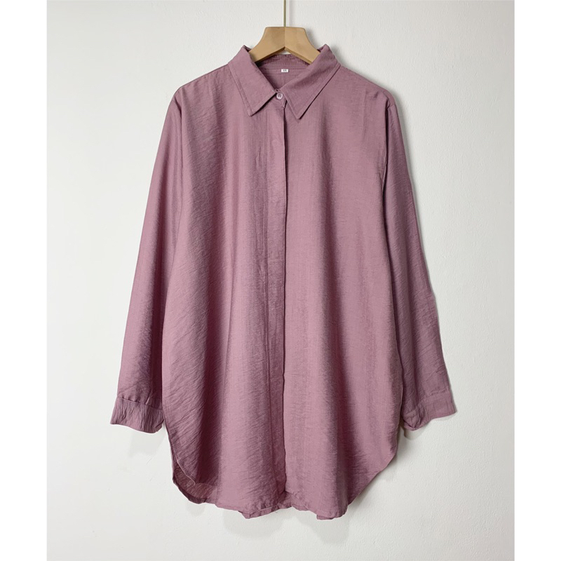 Kamya Blouse Kemeja Wanita Jumbo Basic Polo Linen Polos Oversize