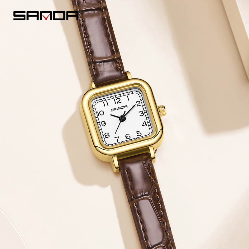 SANDA 1120 Jam Tangan Wanita Analog Retro Style Tali Kulit Quartz WATCHKITE WKOS