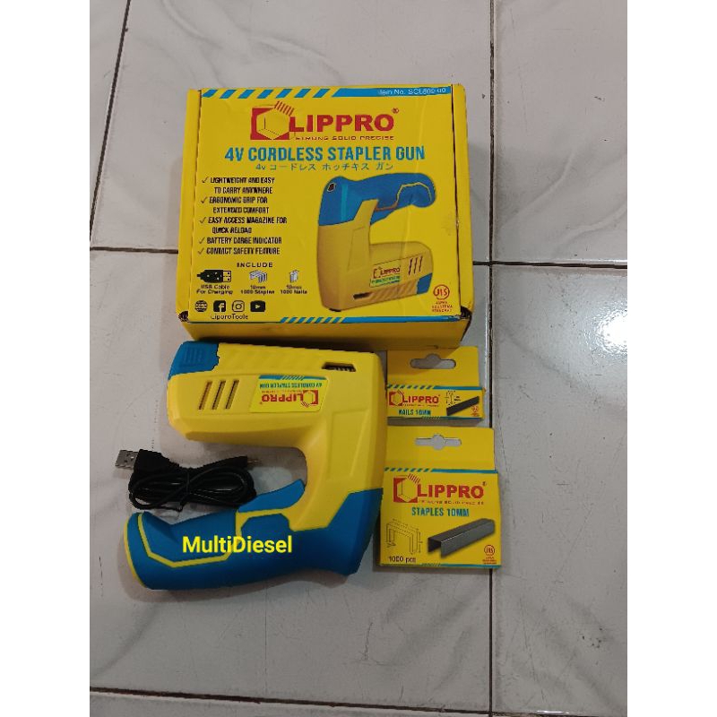 

Staples Cordless Gun LIPPRO Paku Tembak |Cordless Baterai 4Volt Charger