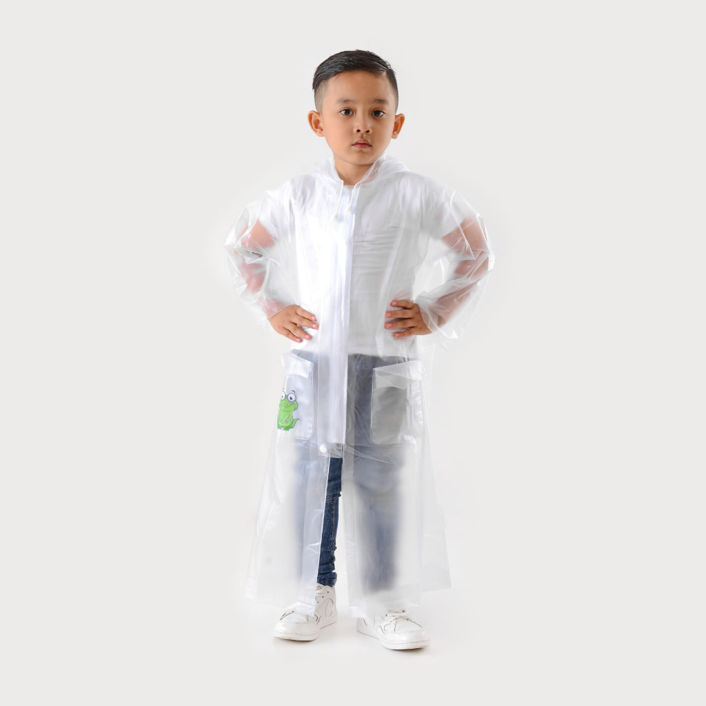 Jas Hujan Anak Terusan Umur 3 sampai 8 Tahun Ponco Bening Mantel Bromo Melon Coat Karakter